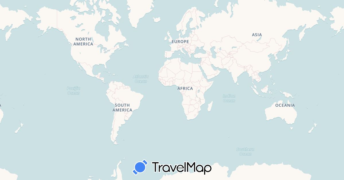 TravelMap itinerary: driving, bus, plane, train, boat in Australia, Bhutan, Czech Republic, United Kingdom, Ghana, India, Nepal, Philippines, Palestinian Territories, Serbia, Sudan, Somalia, United States (Africa, Asia, Europe, North America, Oceania)